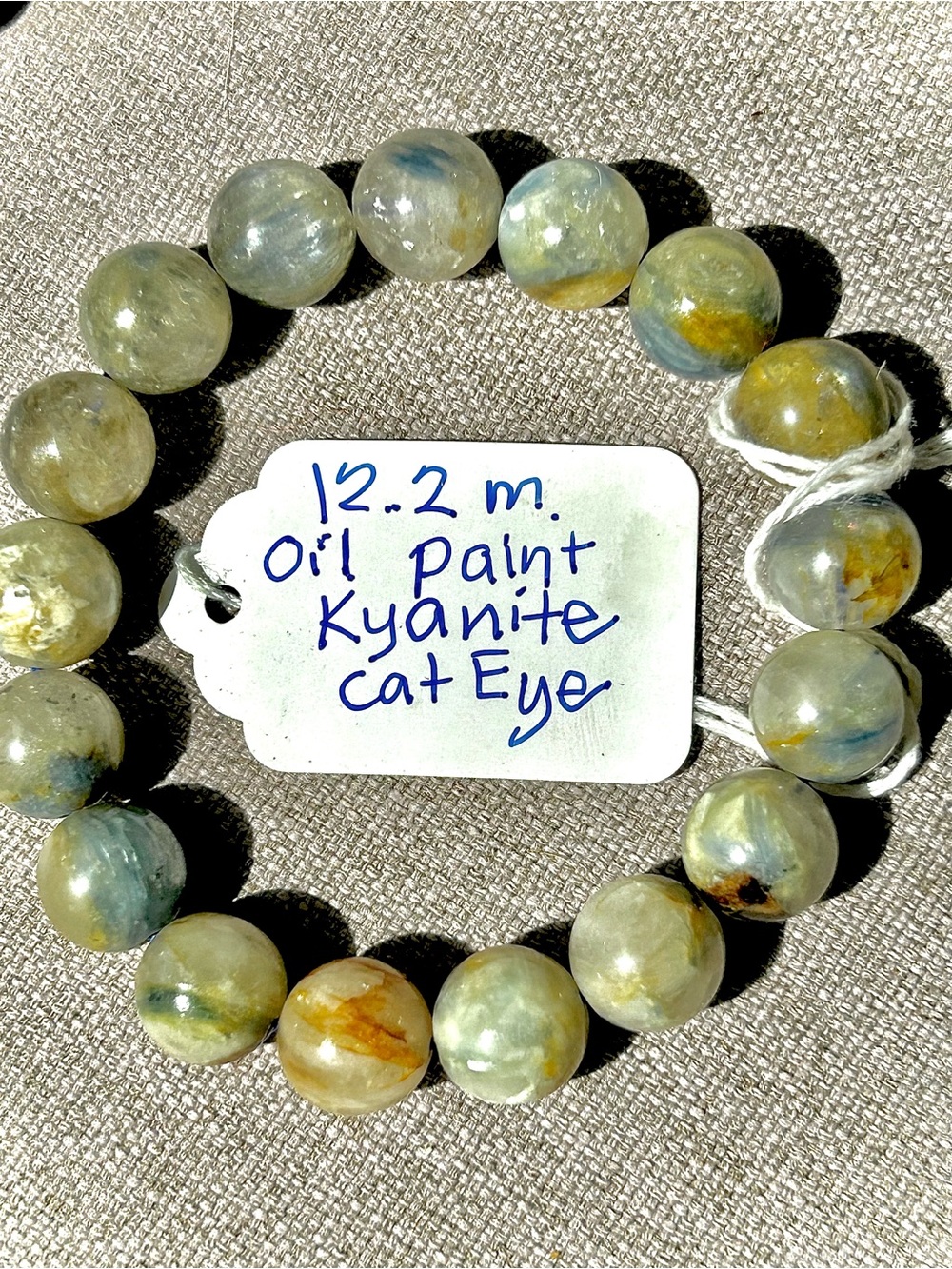 Kyanite Cat Eye Beaded Stretch Bracelet -Nice beads each one is magic!!! - Picture 3 of 7